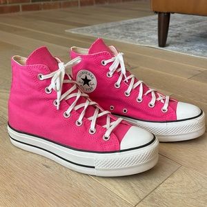 Women's Converse Chuck All Star Hi Shoes Lift Platform Astral Pink
